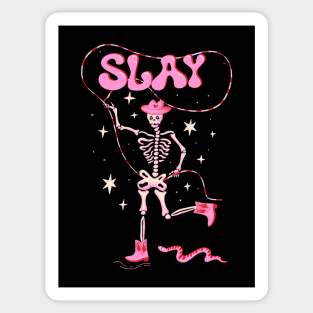 Slay Dancing skeleton in cowboy boots and hat Sticker